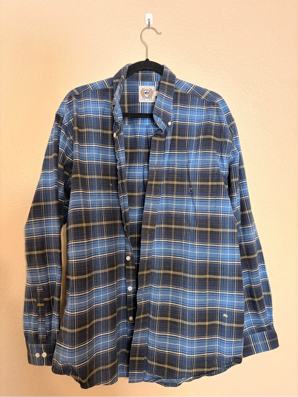 Cinch Men's Plaid Flannel Button Down Western Shirt Blue Size Large